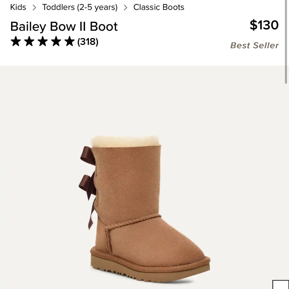 Tan UGG Bailey Bow II Toddler Boots - SOLD‼️